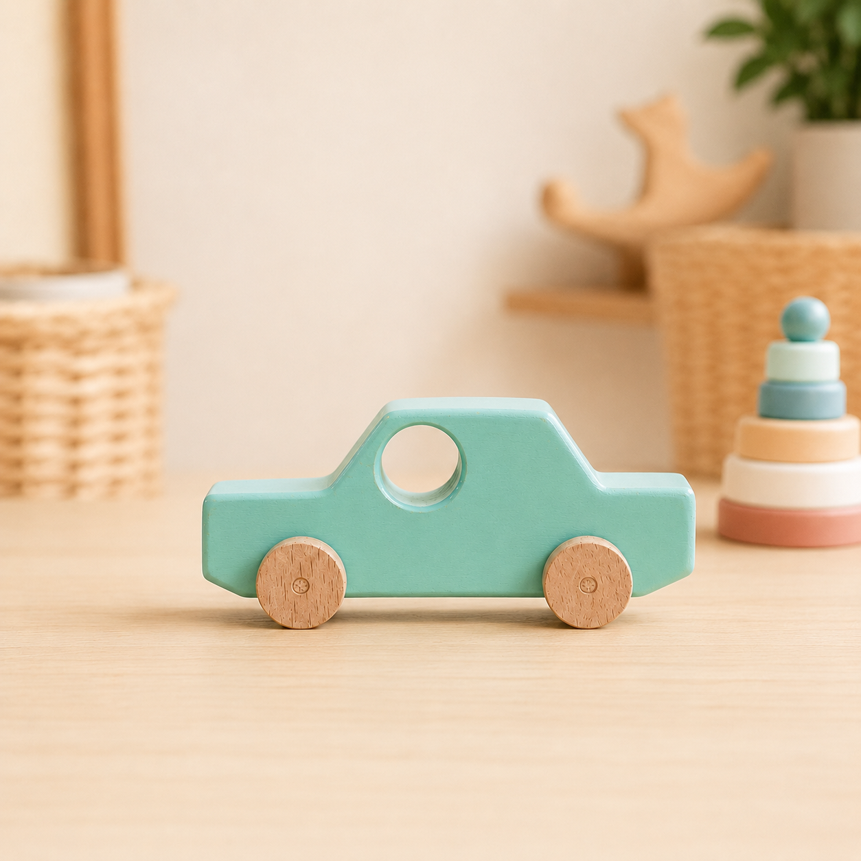 Wooden Sedan Toy Car