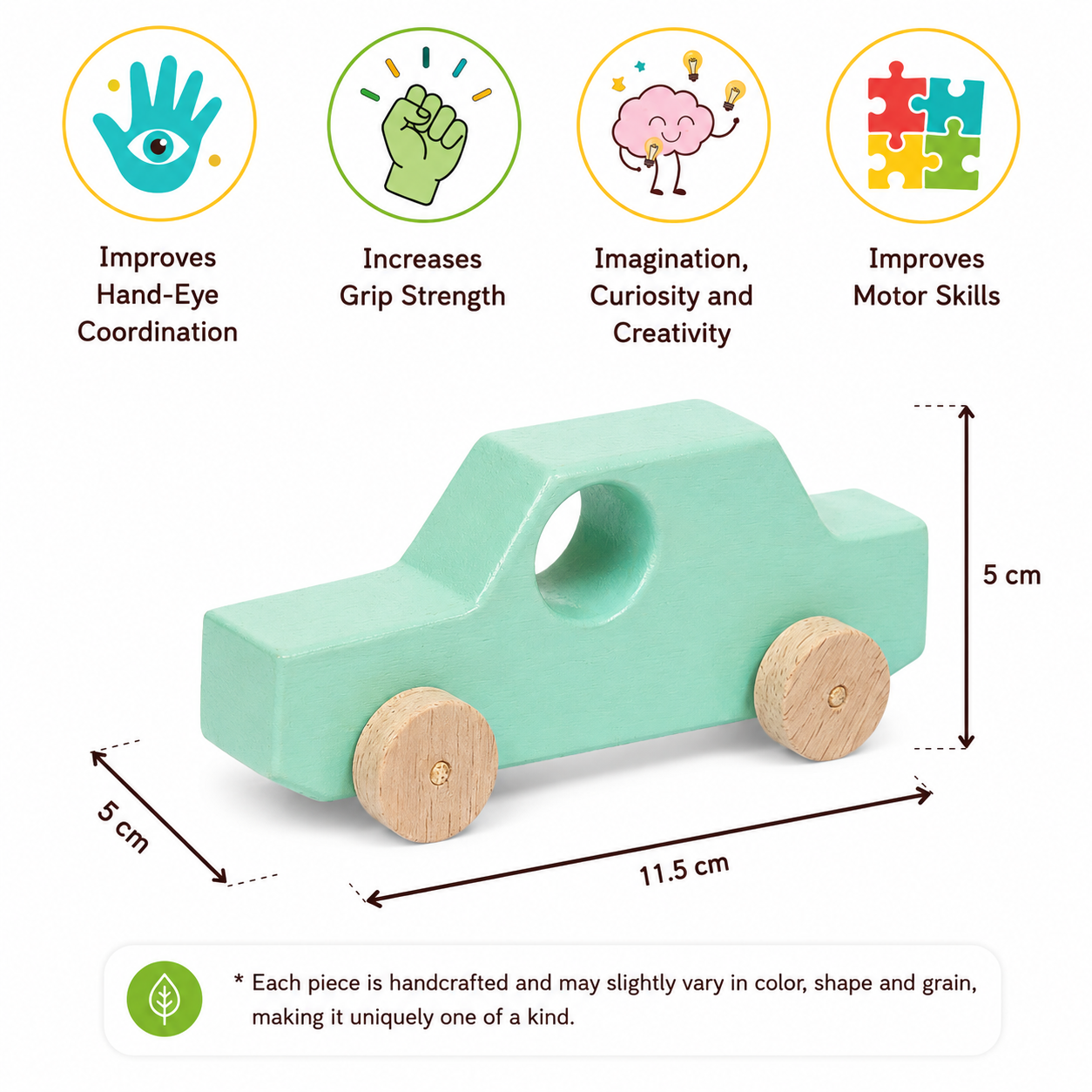 Wooden Sedan Toy Car